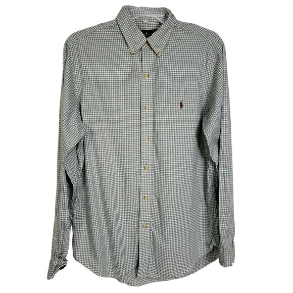 Ralph Lauren Mens Shirt Medium Button Long Sleeve Multicolor Plaid Brown Pony - Picture 1 of 9